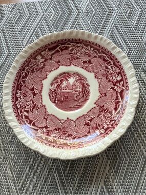 Saucer 6” Masons Vista Red Pink White Transferware Floral England